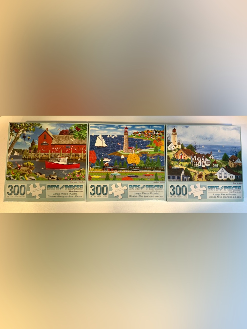 Lot of 3 Bits and Pieces Summer/Harbor Themed Puzzles